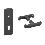 Ensemble de poign�es et plaque de propret� de porte de garage t, carr� 8mm, noir - thirard
