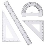 Ensemble de r�gles multifonctionnel - comprend r�gle droite, �querre, rapporteur, �querre isoc�le - outils ...