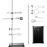 Ensemble de support de laboratoire tige en acier de 23, 6 pouces avec base en fonte de 8, 3 x 5, 3 pouces, ...