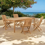 Ensemble table de jardin et 4 chaises pliantes en teck massif