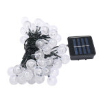 Guirlande solaire led 30 boules (6, 50m) - fil vert fonc, pile noire et charge solaire, boule transparente, ...