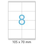 Lot de 100 planches a4 de 8 �tiquettes multi - usages a7 format 105 x 70 mm