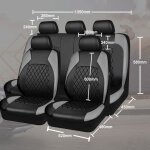 Eosnow housses de si�ge auto universelles en cuir pu, ensemble complet de 9 pi�ces, accessoires d'int�rieur ...