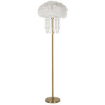 Epikasa - lampadaire mf183, m�tal, plastique, blanc, or, 40x40x165 cm