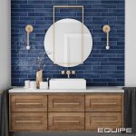 Equipe - fa�ence effet zellige bleu fonc� manacor 6, 5x40 ocean blue (1m�) - les carreaux de jean