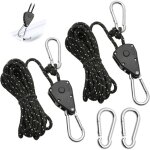 Ersandy - 2 pi�ces corde � cliquet r�glable 4m, poulie � cliquet noir 1 / 8 avec 2 replacement crochets, ...