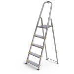 Escabeau 5 marches dura pliable, marchepied l�ger en aluminium, hauteur plateforme 97cm, pieds antid�rapants, ...