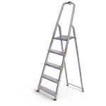 Escabeau 5 marches dura pliable, marchepied l�ger en aluminium, hauteur plateforme 97cm, pieds antid�rapants, ...