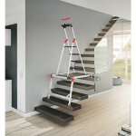Escabeau aluminium 4 marches larges ? plateforme antid�rapante hailo tp1 ? dimensions ajustables ? pour ...