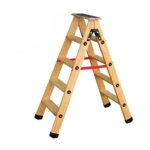 Outifrance - escabeau bois 2 plans (platrier) 8 marches + tablette et sangles h:193cm