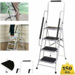 Escabeau de main courante robuste en acier 4 marches avec main courante pliante �chelle portable avec ...