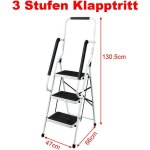 Escabeau pliable � 3 marches avec main courante - escabeau pliable en acier - escabeau antid�rapant - ...
