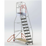 Fimm - escabeau roulant à immobilisation automatique charge 150 kg 11 marches ht travail 4540 mm Fimm - escabeau roulant à immobilisation automatique charge 150 kg 11 marches ht travail 4540 mm