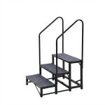 Escaliers rv portatifs 3 marches avec rampe, �chelle rv avec tapis antid�rapants, pour roulottes, camping ...