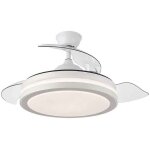Esparta ventilateur de plafond with led light, moteur dc, couleur blanc, pales r�tractables, t�l�commande ...