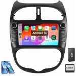 Essgoo - autoradio android 14 pour peugeot 206 206 cc (2002 - 2008) carplay gps rds 2 + 32g dab +
