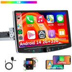 Essgoo - autoradio bluetooth 1din android 14, unit� centrale rotative de 10, 1 pouces, gps, radio carplay ...