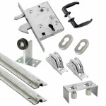 Kit complet portail coulissant roue acier gorge en u à encastrer Ø80x16mm + rail 6m estebro Kit complet portail coulissant roue acier gorge en u à encastrer Ø80x16mm + rail 6m estebro