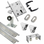 Kit complet portail coulissant roue acier à gorge v en applique Ø80x20mm + rail 6m estebro Kit complet portail coulissant roue acier à gorge v en applique Ø80x20mm + rail 6m estebro