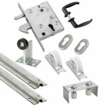 Kit complet portail coulissant roue nylon gorge u � encastrer �80x20mm + rail 6m estebro