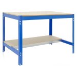 Etabli d'atelier, capacit� de charge 400 kg, 842x910x610 mm, table de travail bricolage, bleu / bois ...