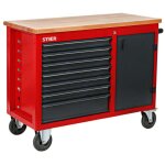 Etabli mobile avec 7 tiroirs et 1 porte, 925 x 1120 x 520 mm, plateau de travail en bois, charge max. ...