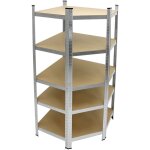 Etagre d'angle robuste - 180x70x40 cm - chargeable jusqu' 750kg - cadre en mtal galvanis - 5 panneaux ...
