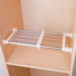 �tag�re de tension de placard et barre de rangement extensible en m�tal - organisateur r�glable - s�parateur ...