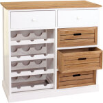 Hhg ? �tag�re � vin pour 12 bouteilles ? bois de paulownia ? 86x87x37 cm ? 2 tiroirs et 3 casiers amovibles ...