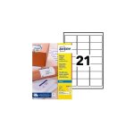 Etiquette adresse 63, 5 x 38, 1 mm avery j8160 - 25 - bo�te de 525