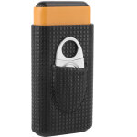 �tui � cigares voyage en cuir avec humidificateur c�dre et coupe - cigares 3 tubes