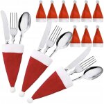 �tui � couverts d�coratif en forme de chapeau de no�l ozda rouge 12 pi�ces.