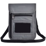 �tui passeport multifonction gris avec dragonne et portefeuille, prot�ge - documents en nylon