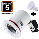 Europalamp - 5 spot bbc orientable rt2012 ip20 blanc + ampoule gu10 5w blanc Europalamp - 5 spot bbc orientable rt2012 ip20 blanc + ampoule gu10 5w blanc