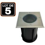 Europalamp ? lot de 5 spots encastrables de sol carr�s en inox 304 ? ip65 �tanche ? compatible gu10 ? ...