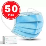 Lot de 50 masque chirurgical jetable protection respiratoire 3 plis pour le visage hypoallergnique et ...