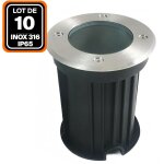 Lot 10 spots encastrable de sol rond inox 316 exterieur ip65 gu10