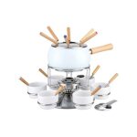 Fondue �maill�e blanche brillante ensemble de 23 pi�ces eva