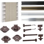 Evotrade - ferrure pour portes coulissantes junior - 4 - rail 2 m�tres + chariots + but�es de frein - ...