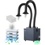 Extracteur de fumee de soudure, 275 w, absorbeur de fumee de soudage sans balais 2 tuyaux, aspiration ...