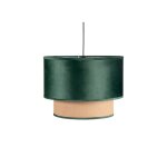 Lampe � suspension nerva of 2 abat - jour velours vert et toile de jute fabrilmap - fabrilamp