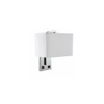 Applique murale 1xe27 et port usb agatha chrome / blanc pain. blanc 27x25x15cm avec interrupteur