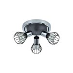 Fabrilamp - akunadecor plafonnier rond avec 3 spots modle mateo chrome / noir