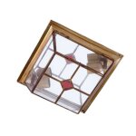 Fabrilamp - my lamp - lampe � poser incurv�e nickel nickel 1l / petit abat - jour rouge 34x13