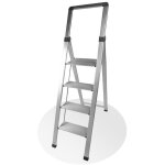 Escabeau marchepied solide pliable en aluminium - 4 marches - gain de place - léger et antidérapant Escabeau marchepied solide pliable en aluminium - 4 marches - gain de place - léger et antidérapant