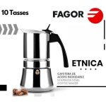 Fagor - etnica cafetire expresso italienne induction, acier inoxydable 10 tasses de caf argent