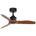Faro barcelona - faro just fan xs - ventilateur de plafond en bois noir avec moteur dc 3 lames 81cm