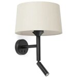 Faro barcelona - faro windsor applique de lecture noir mat, lin, 1x e27