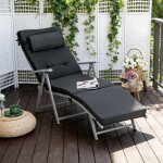 Fauteuil relax inclinable de plage pliable, 7 positions r�glables, r�sistant aux intemp�ries, avec coussin, ...
