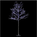 Déco de noël arbre lumineux feuilles argentées 400 led blanc froid h 200 cm - feeric christmas Déco de noël arbre lumineux feuilles argentées 400 led blanc froid h 200 cm - feeric christmas